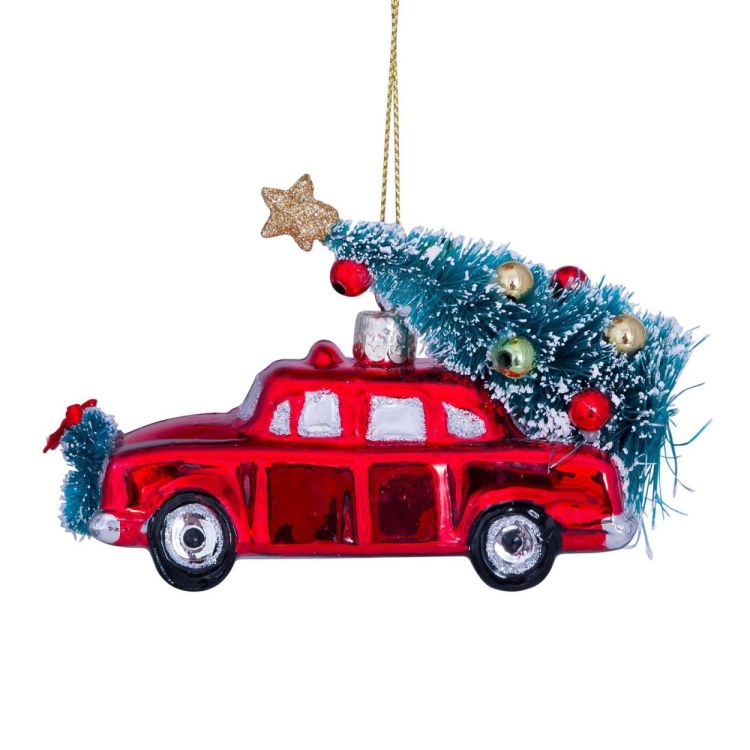 Vondels Auto met kerstboom H5,5cm kerstbal glas (Multi) - Panache (Koksijde)