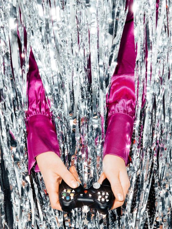 Vondels Gamecontroller H8cm kerstbal glas (Zwart) - Panache (Koksijde)