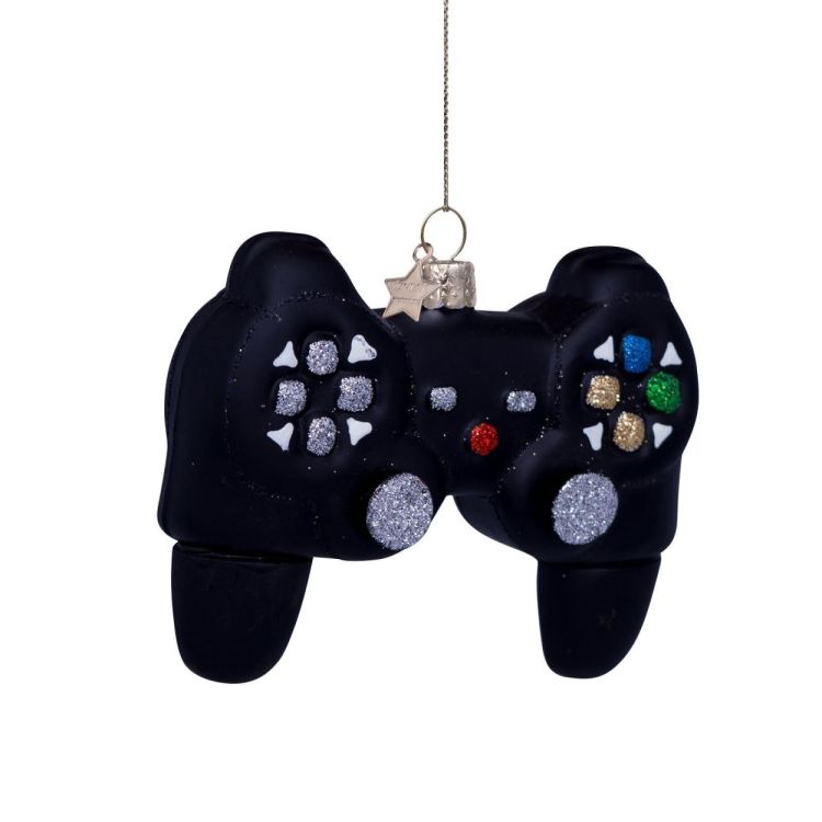 Vondels Gamecontroller H8cm kerstbal glas (Zwart) - Panache (Koksijde)