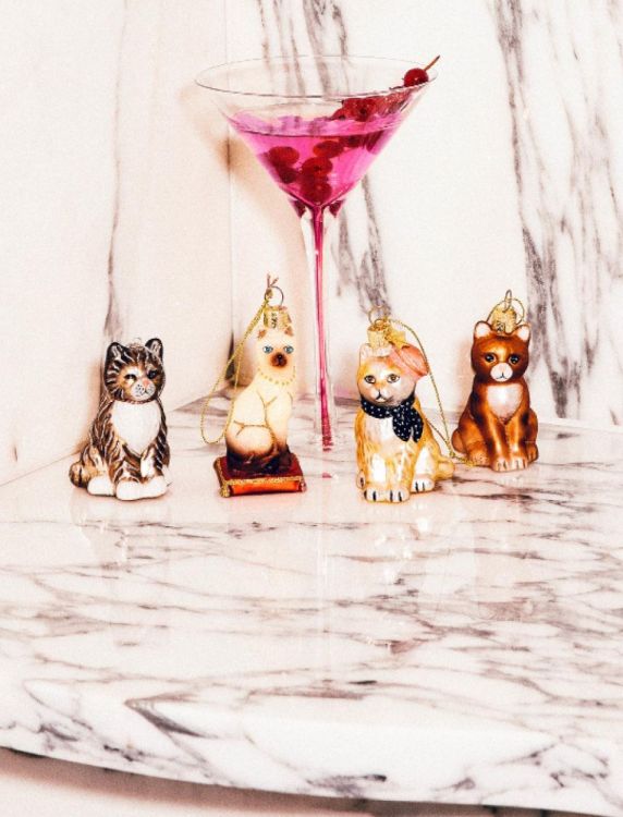 Vondels Kat H7,5cm kerstbal glas (Grijs) - Panache (Koksijde)