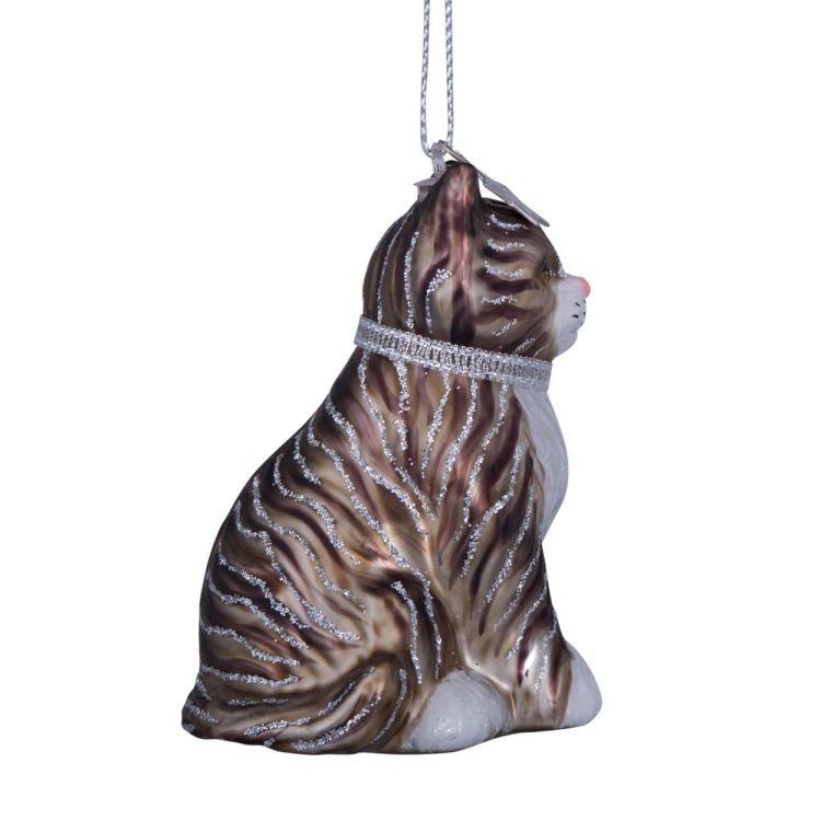 Vondels Kat H7,5cm kerstbal glas (Grijs) - Panache (Koksijde)