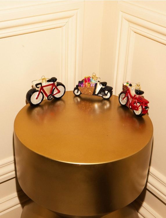 Vondels Koersfiets H7cm kerstbal glas (Rood) - Panache (Koksijde)