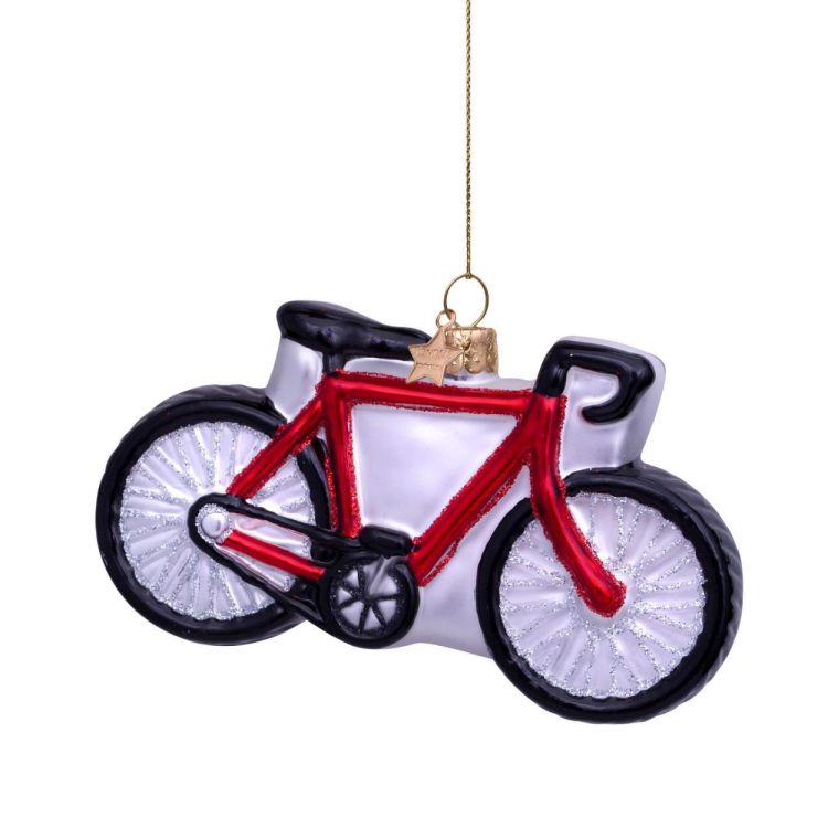 Vondels Koersfiets H7cm kerstbal glas (Rood) - Panache (Koksijde)