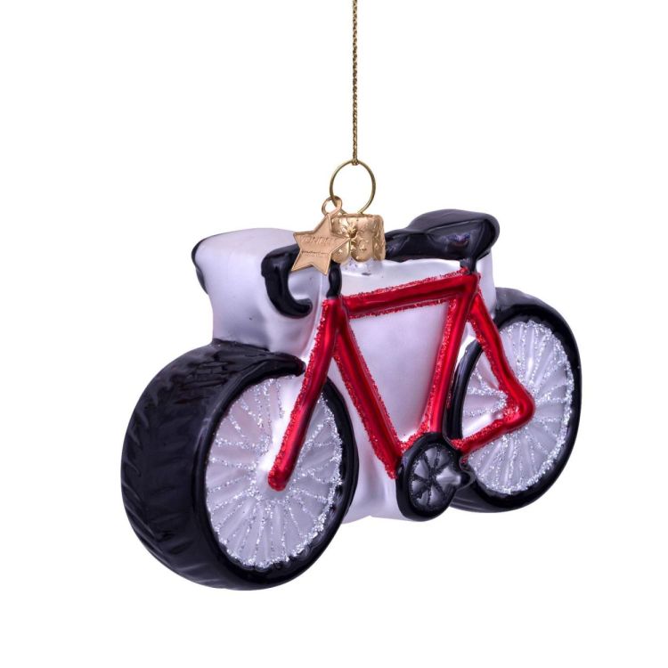 Vondels Koersfiets H7cm kerstbal glas (Rood) - Panache (Koksijde)