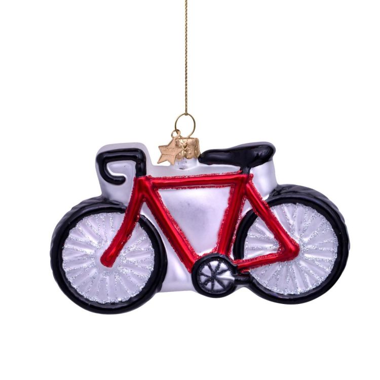 Vondels Koersfiets H7cm kerstbal glas (Rood) - Panache (Koksijde)