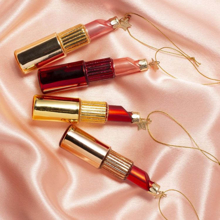 Vondels Lippenstift H11cm kerstbal glas (Rood) - Panache (Koksijde)