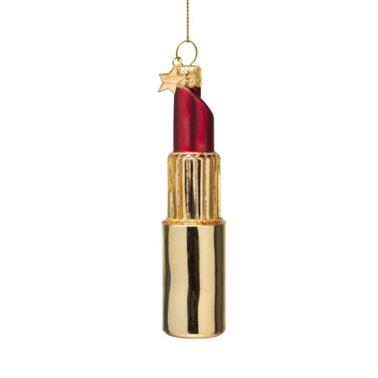 Vondels Lippenstift H11cm kerstbal glas (Rood) - Panache (Koksijde)
