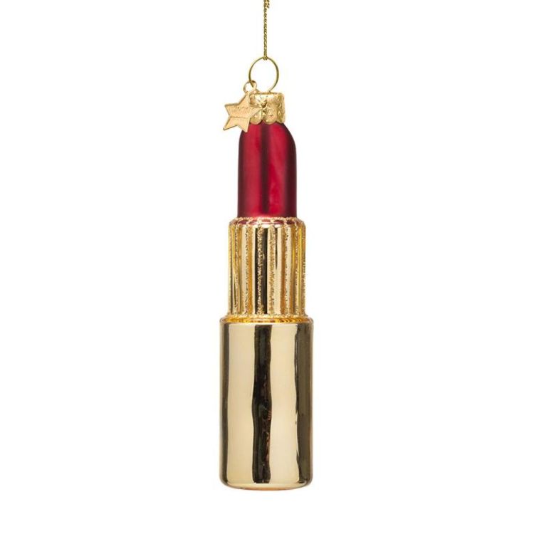 Vondels Lippenstift H11cm kerstbal glas (Rood) - Panache (Koksijde)