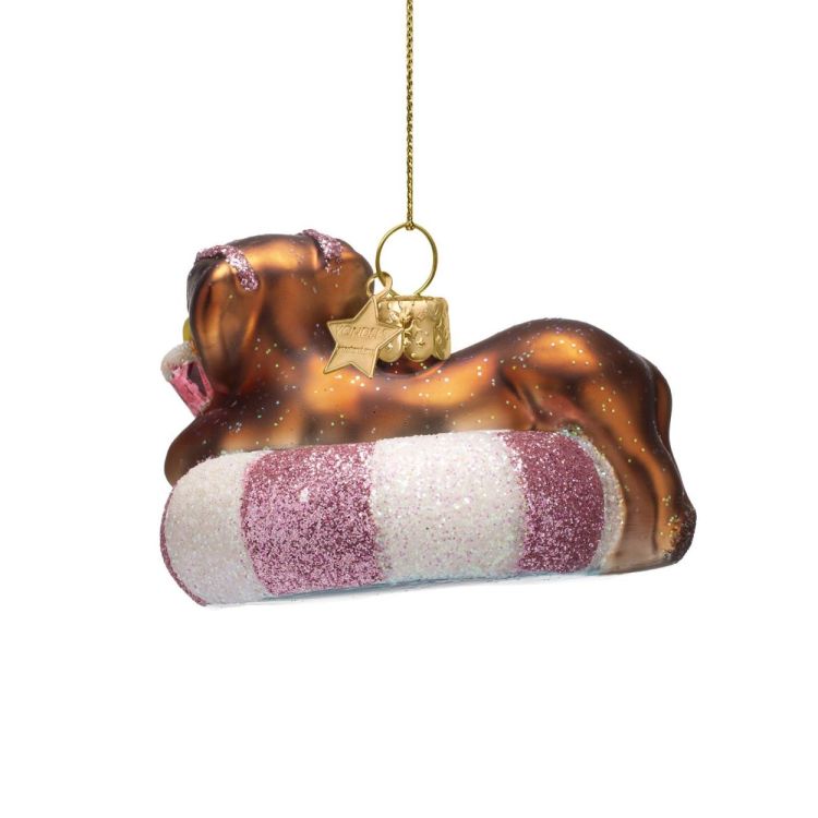 Vondels Teckel in zwemband H6cm kerstbal glas (Multi) - Panache (Koksijde)