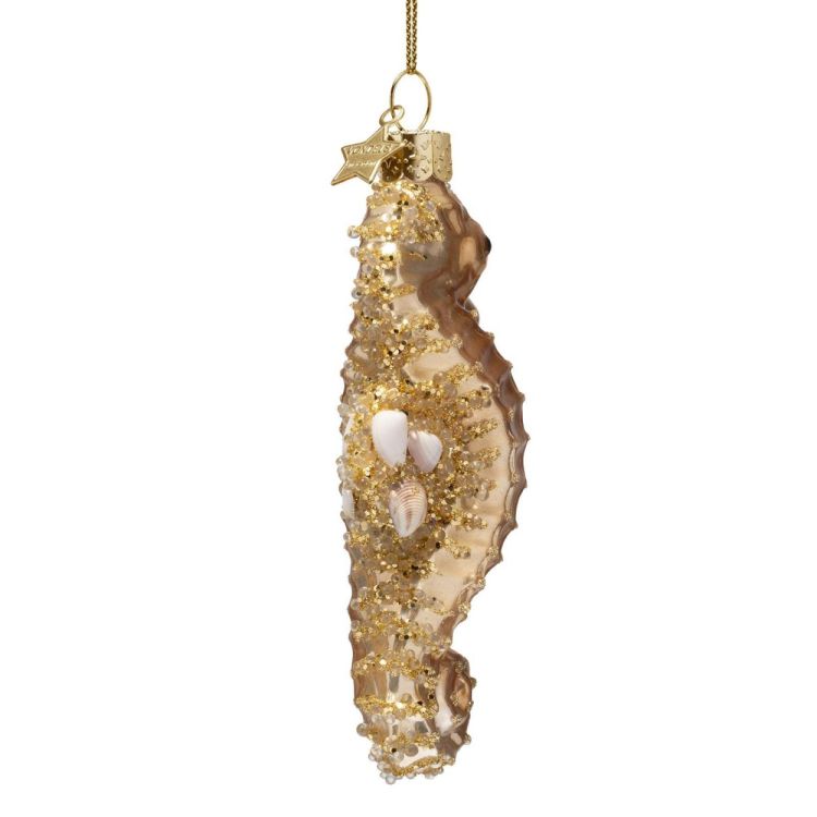 Vondels Zeepaardje H13,5cm kerstbal glas (Goud) - Panache (Koksijde)