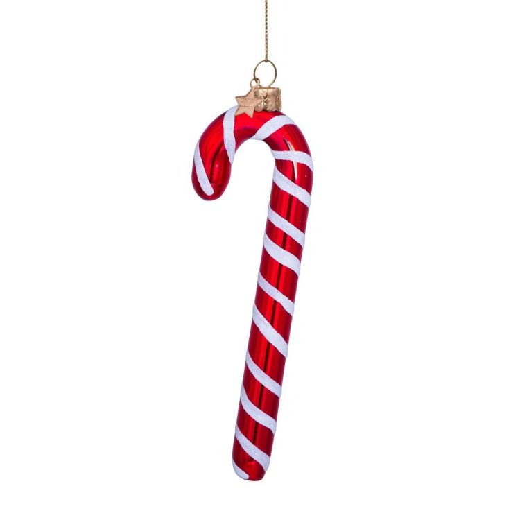 Vondels Zuurstok H14cm kerstbal glas (Rood) - Panache (Koksijde)