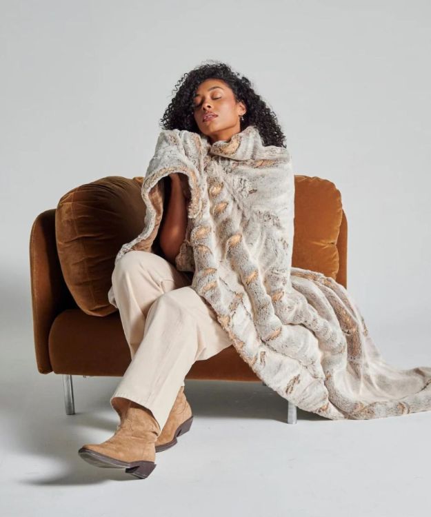 Waro by Plaids Cocooning Plaid Fausse Fourrure Frisson brun naturel 150x200cm (Naturel) - Panache (Koksijde)