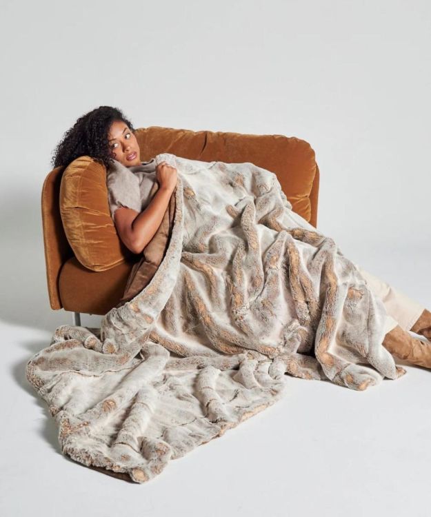 Waro by Plaids Cocooning Plaid Fausse Fourrure Frisson brun naturel 150x200cm (Naturel) - Panache (Koksijde)