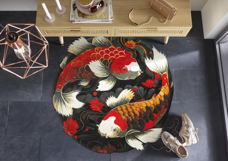 Wash + Dry Floor Fashion Koi Couple 120x120cm (Multi) - Panache (Koksijde)