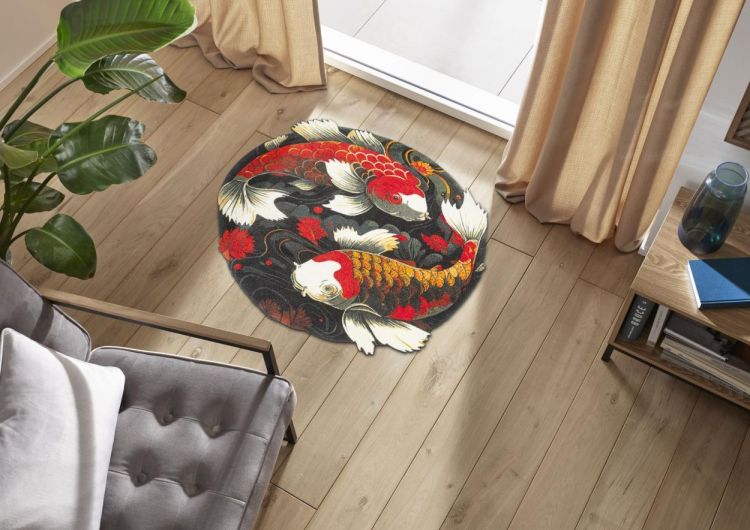 Wash + Dry Floor Fashion Koi Couple 90x90cm (Multi) - Panache (Koksijde)