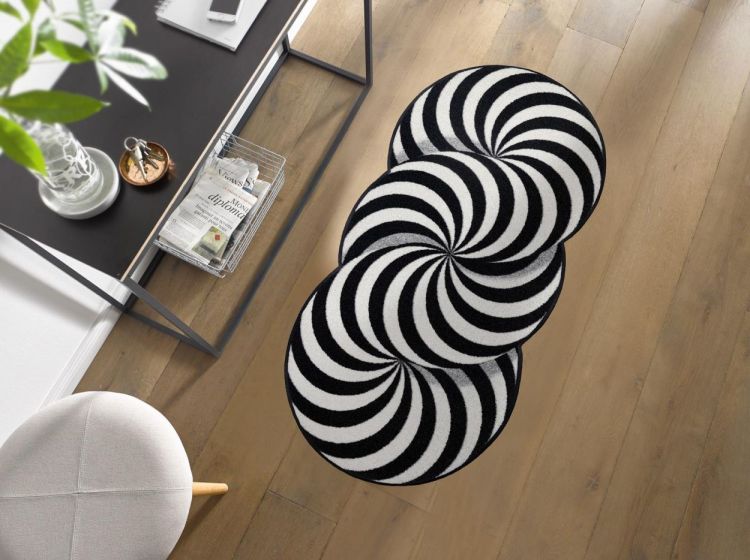 Wash + Dry Floor Fashion Infinity Swirl 60x140cm (Black&White) - Panache (Koksijde)