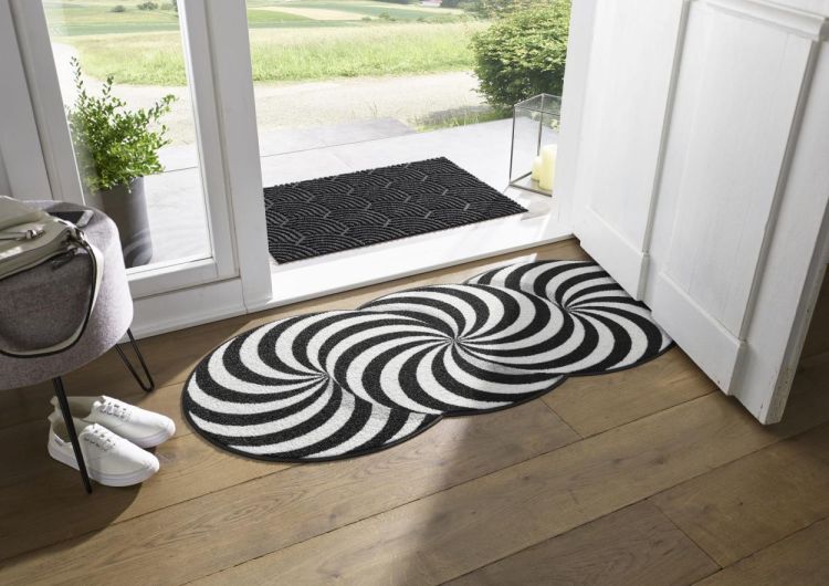 Wash + Dry Floor Fashion Infinity Swirl 60x140cm (Black&White) - Panache (Koksijde)