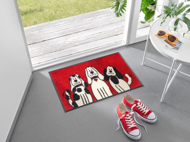 Wash + Dry Floor Fashion Three Dogs 40x60cm (Rood) - Panache (Koksijde)