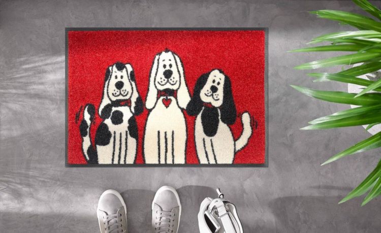 Wash + Dry Floor Fashion Three Dogs 40x60cm (Rood) - Panache (Koksijde)