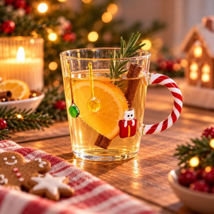 WD Lifestyle Glas met oor Kerstkatje (Multi) - Panache (Koksijde)