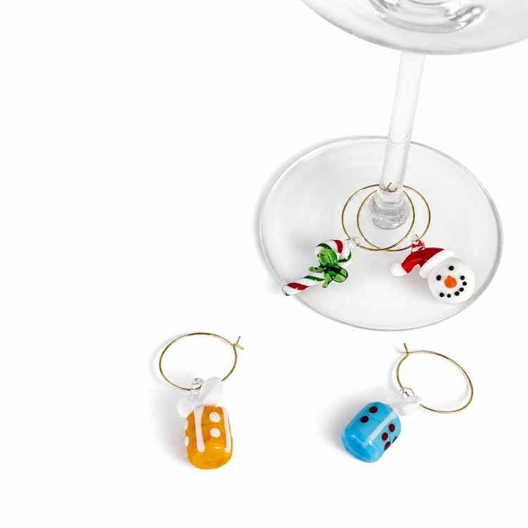 WD Lifestyle Glasmarkeerders Kerstcadeautjes glas 6-delig (Multi) - Panache (Koksijde)