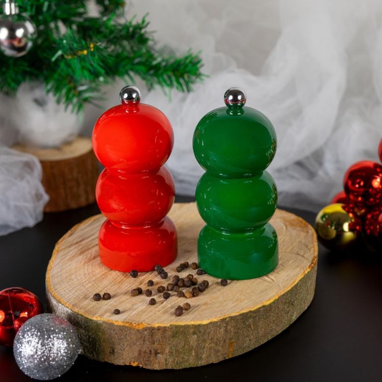 WD Lifestyle Set moulin à poivre et sel Boule 11,5cm (Groen/Rood) - Panache (Koksijde)