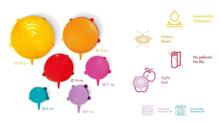 WD Lifestyle Stretch deksels silicone 6-delig (Multi) - Panache (Koksijde)