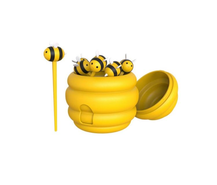 Winkee Set de 6 Pics Apéro Bee (Geel) - Panache (Koksijde)