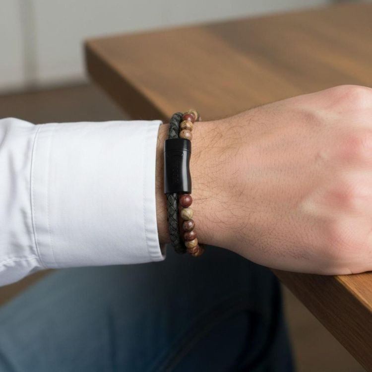 Wolf Men Essentials Duo armband L (Roodbruin) - Panache (Koksijde)