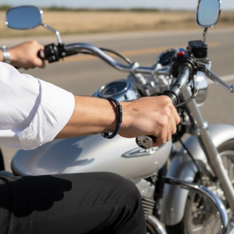 Wolf Men Essentials Bracelet cuir rond L (Blauw) - Panache (Koksijde)