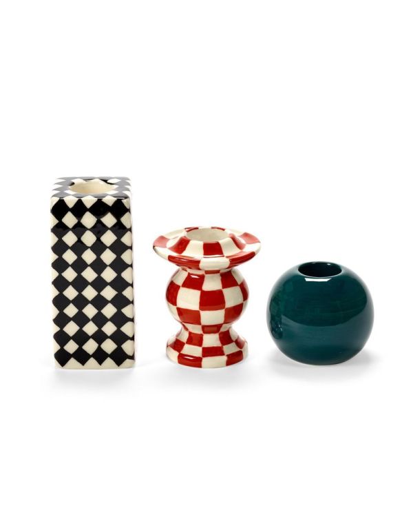 Wouters & Hendrix Set 3 kandelaars Chessboard - Les Objet Mouleversants (Multi) - Panache (Koksijde)