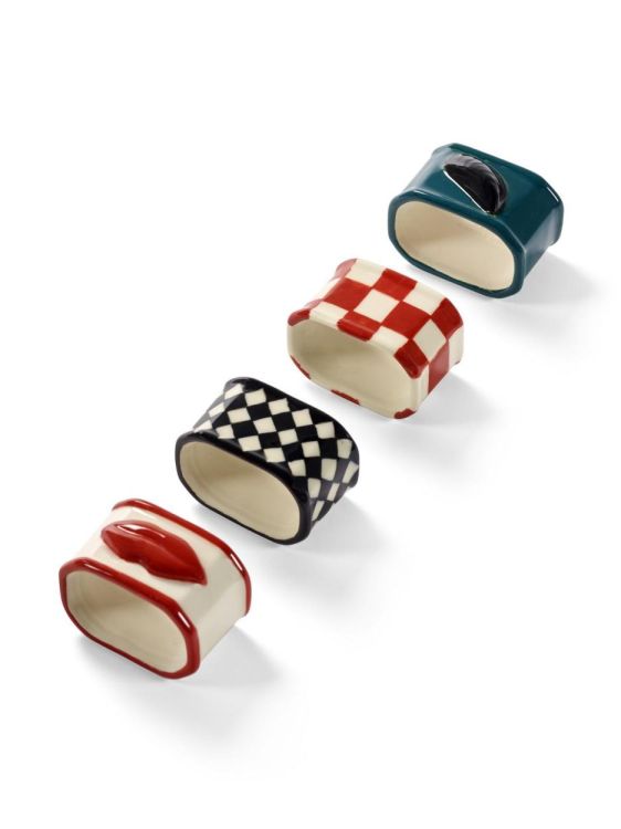 Wouters & Hendrix Set 4 servetringen - Les Objets Mouleversants (Rood) - Panache (Koksijde)