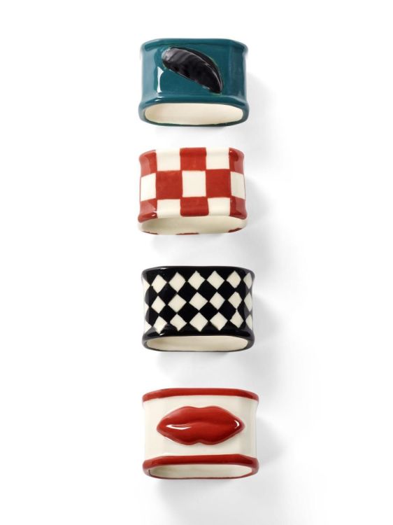 Wouters & Hendrix Set 4 servetringen - Les Objets Mouleversants (Rood) - Panache (Koksijde)