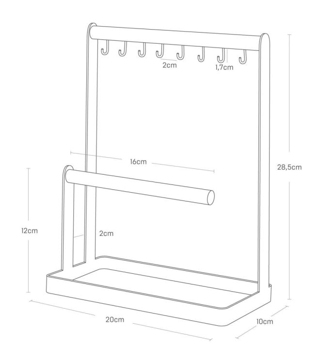 Yamazaki Organiseur de bijoux avec 2 supports Tosca (Wit) - Panache (Koksijde)