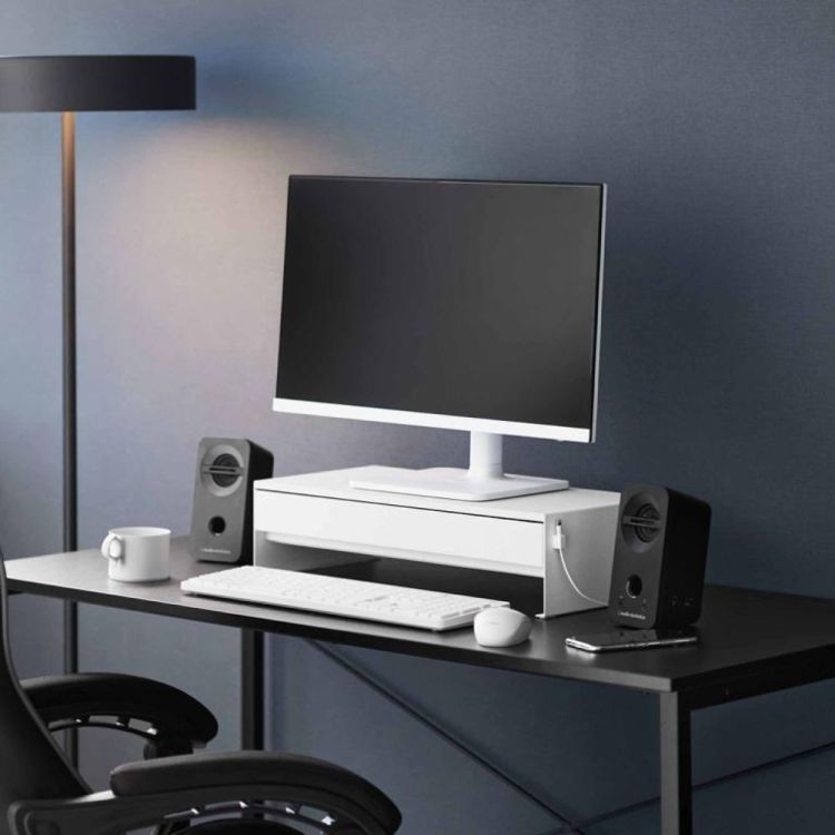 Yamazaki Monitorstand met lade Tower (Wit) - Panache (Koksijde)