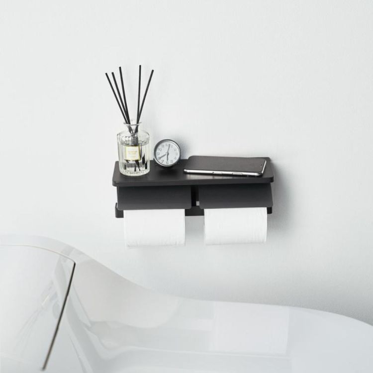 Yamazaki Toiletrol- en handdoekhouder Tower wandmodel (Zwart) - Panache (Koksijde)