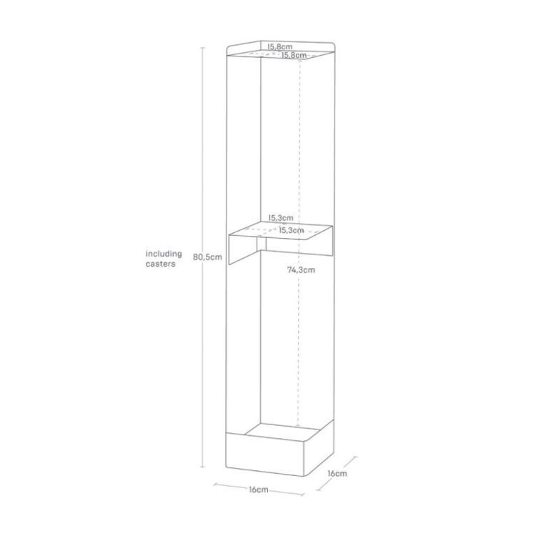 Yamazaki Porte-papier toilette Tower étroit sur roulettes (Wit) - Panache (Koksijde)