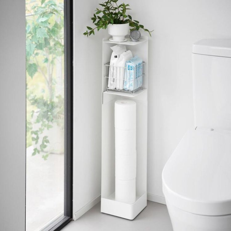 Yamazaki Porte-papier toilette Tower étroit sur roulettes (Wit) - Panache (Koksijde)