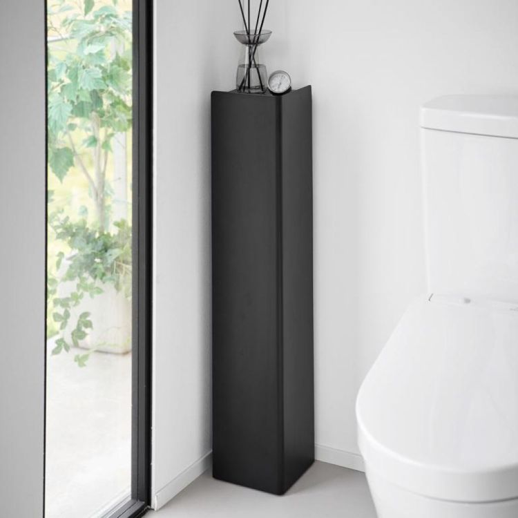 Yamazaki Porte-papier toilette Tower étroit sur roulettes (Zwart) - Panache (Koksijde)
