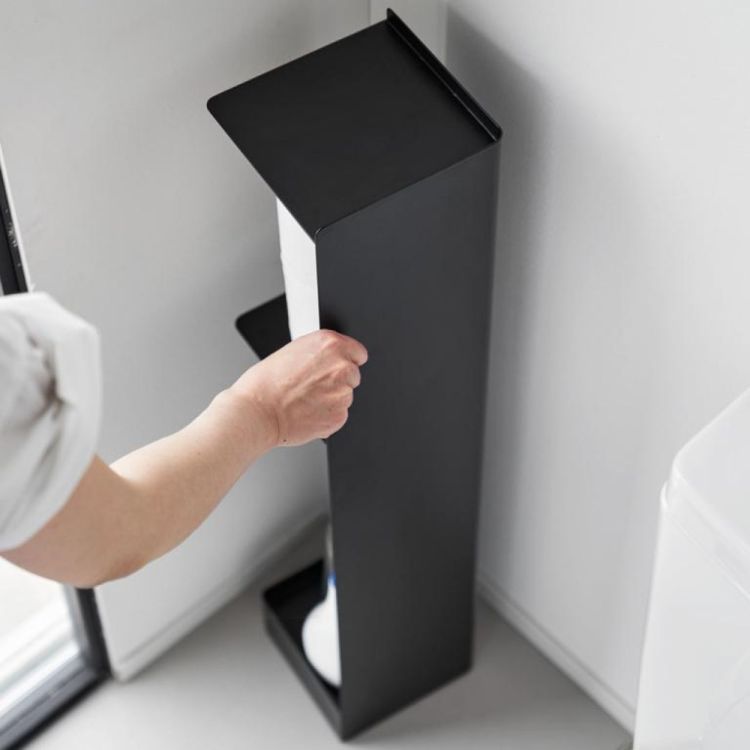 Yamazaki Porte-papier toilette Tower étroit sur roulettes (Zwart) - Panache (Koksijde)