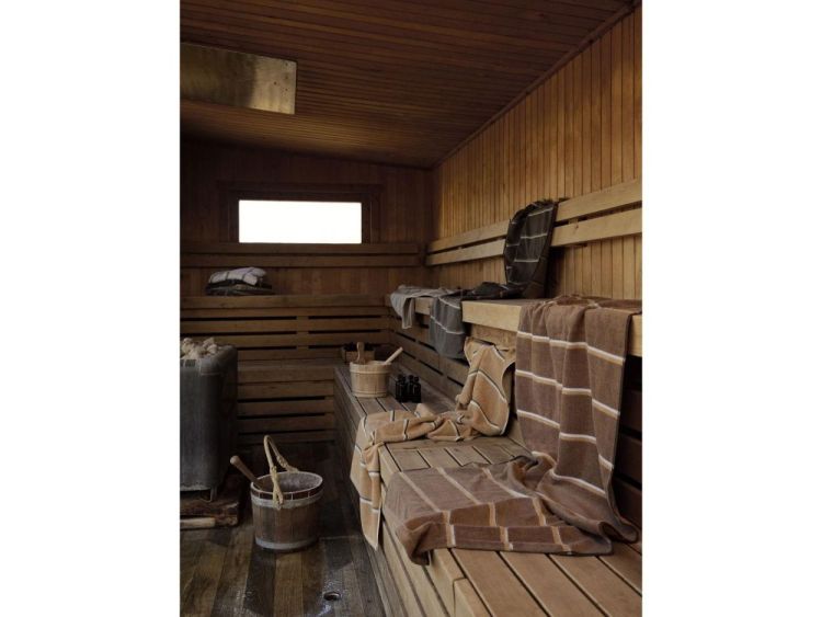 Zone Denmark Serviette 70x140cm Sauna (Black/Soft Grey/Camel) - Panache (Koksijde)