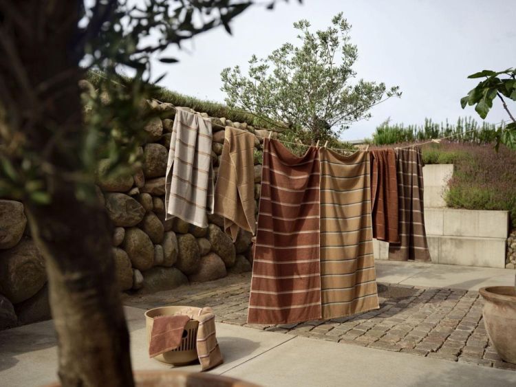 Zone Denmark Serviette 70x140cm Sauna (Camel/Ice Blue/Olive Green) - Panache (Koksijde)