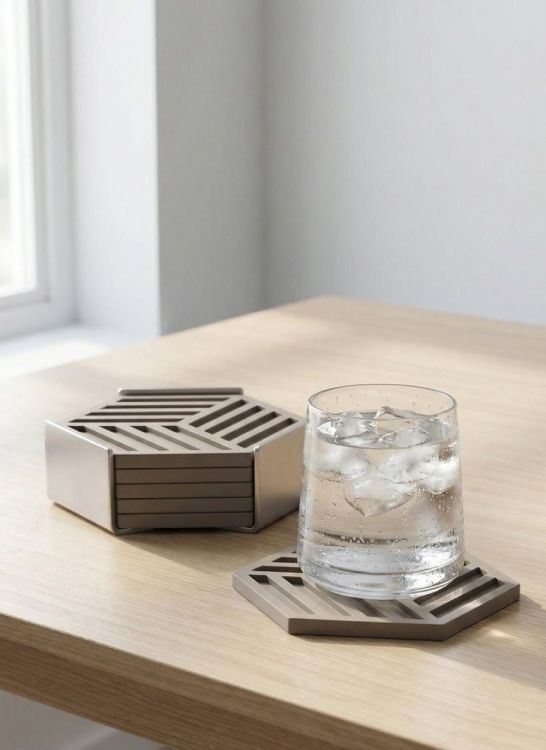 Zone Denmark Set 6 glasonderzetters Hexagon (Black) - Panache (Koksijde)