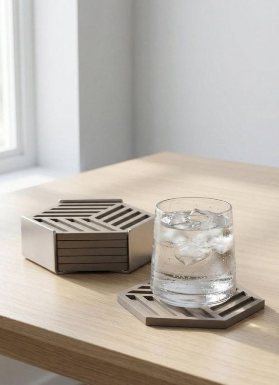 Zone Denmark Set 6 glasonderzetters Hexagon (Taupe) - Panache (Koksijde)